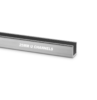 Glass Partition U channel WHITE 25mm Aluminium U channel 25mm x 25mm profile