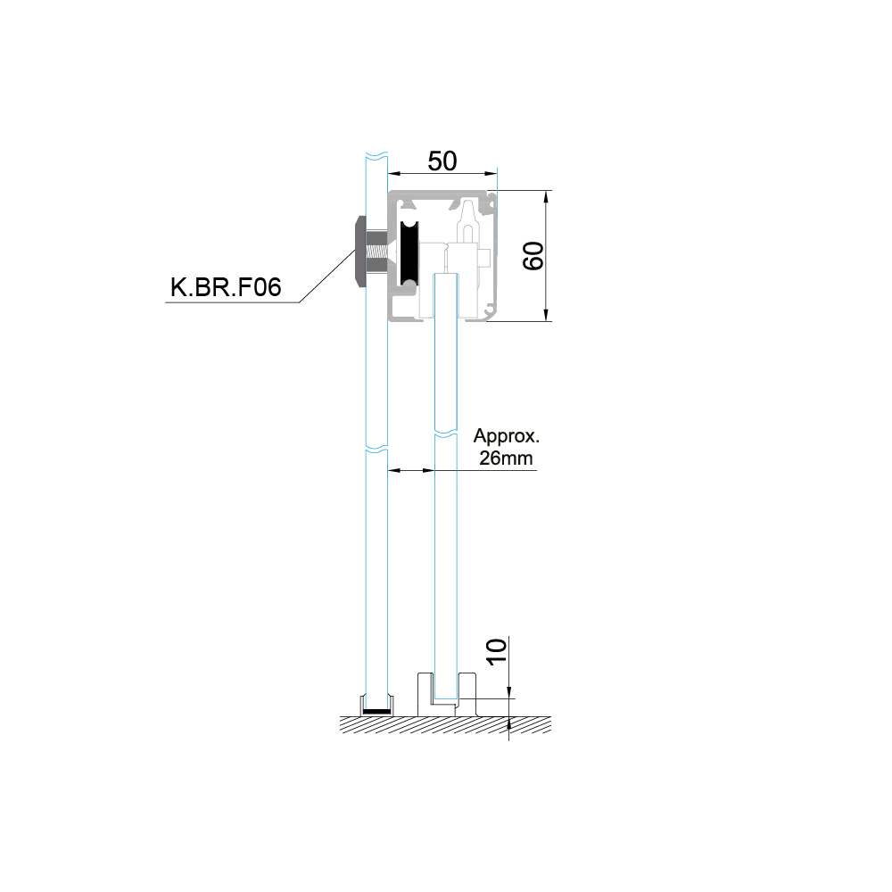 Brisa 160 Complete Soft Close Glass Sliding Door Kit 10mm -