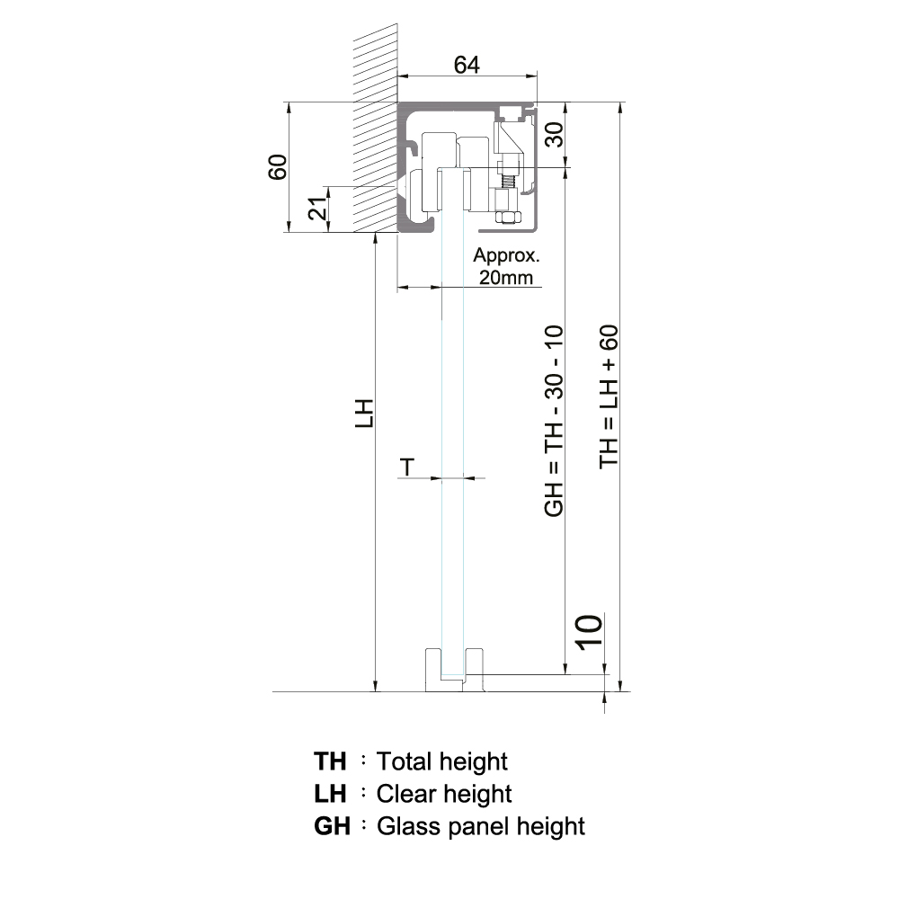 Brisa 180 Soft Close Glass Sliding Door Kit 10mm - Anodised