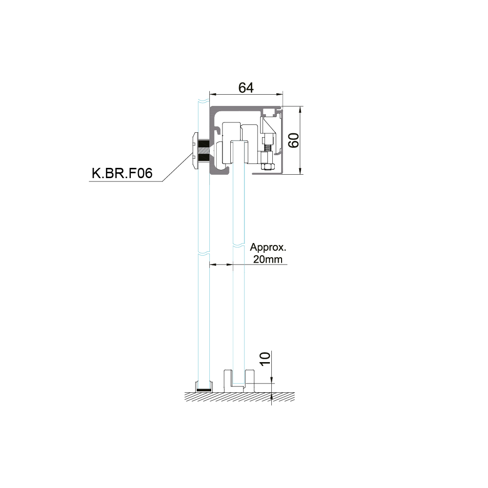 Brisa 180 Soft Close Glass Sliding Door Kit 10mm - Anodised
