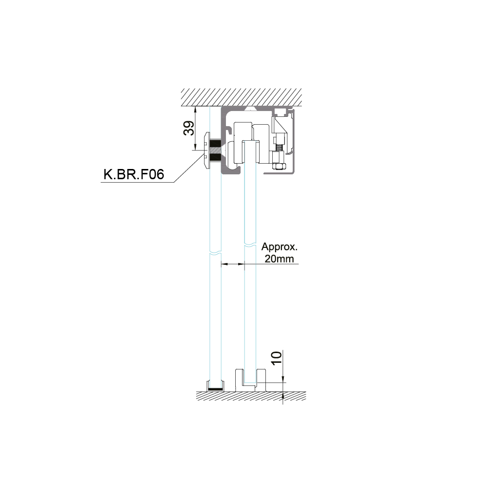 Brisa 180 Soft Close Glass Sliding Door Kit 10mm - Anodised