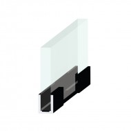 Loft Style Door Notched U Profile - 8mm Glass - Black - Left