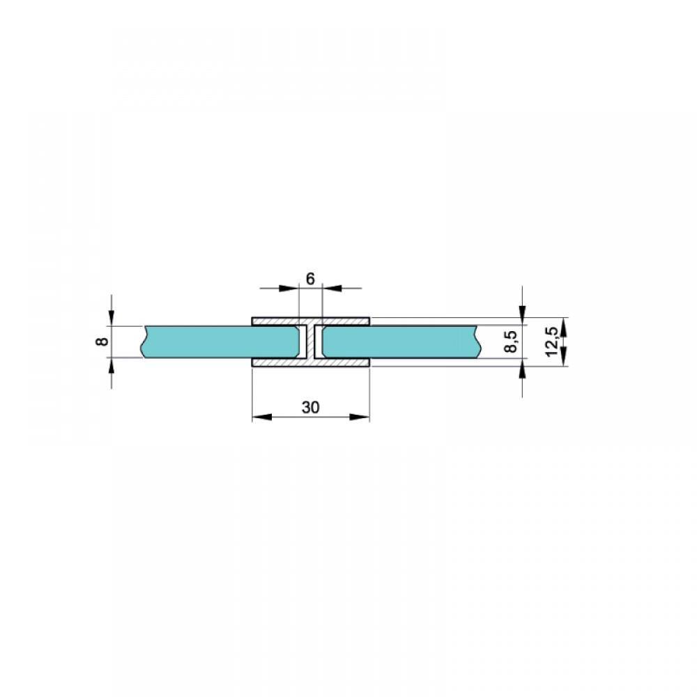 Black 180 Degree Glass to Glass Profile For 8mm Glass