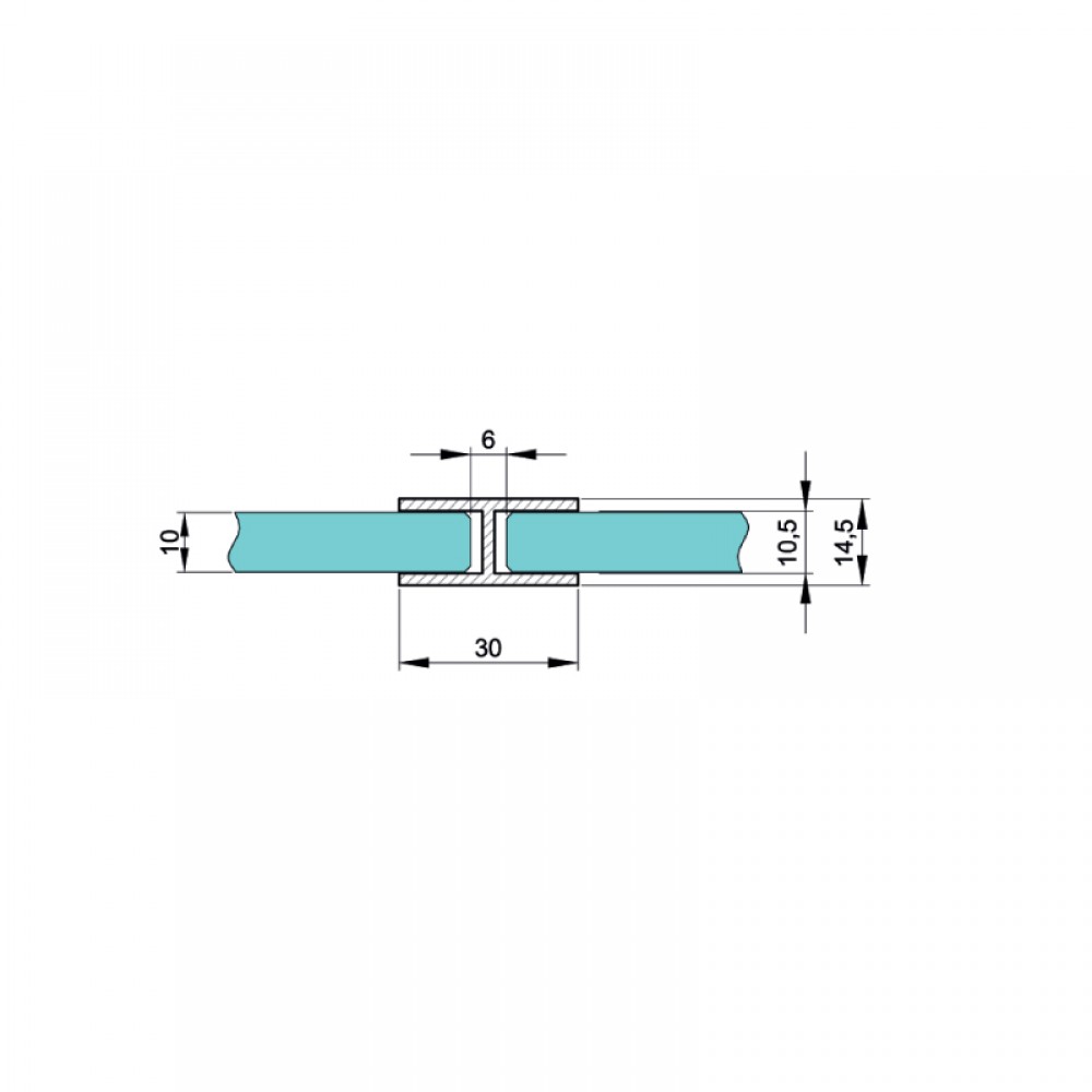Black 180 Degree Glass to Glass Profile For 10mm Glass