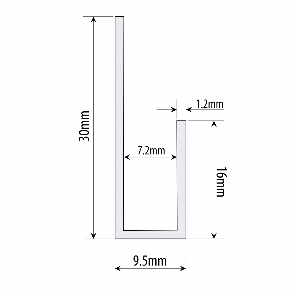 J Profile For Mounting Mirrors - Brushed Nickel (SS Effect)