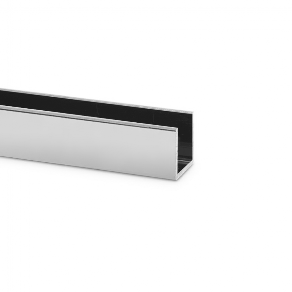 15mm Polished Silver U Channel For 10mm Thick - 3.66 mtrs