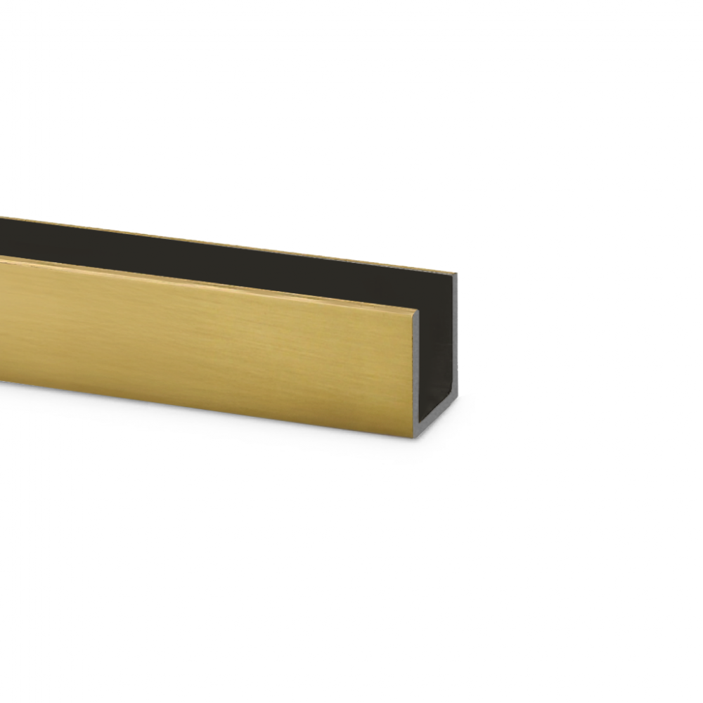 17mm Brushed Satin Brass U Channel For 12mm Glass