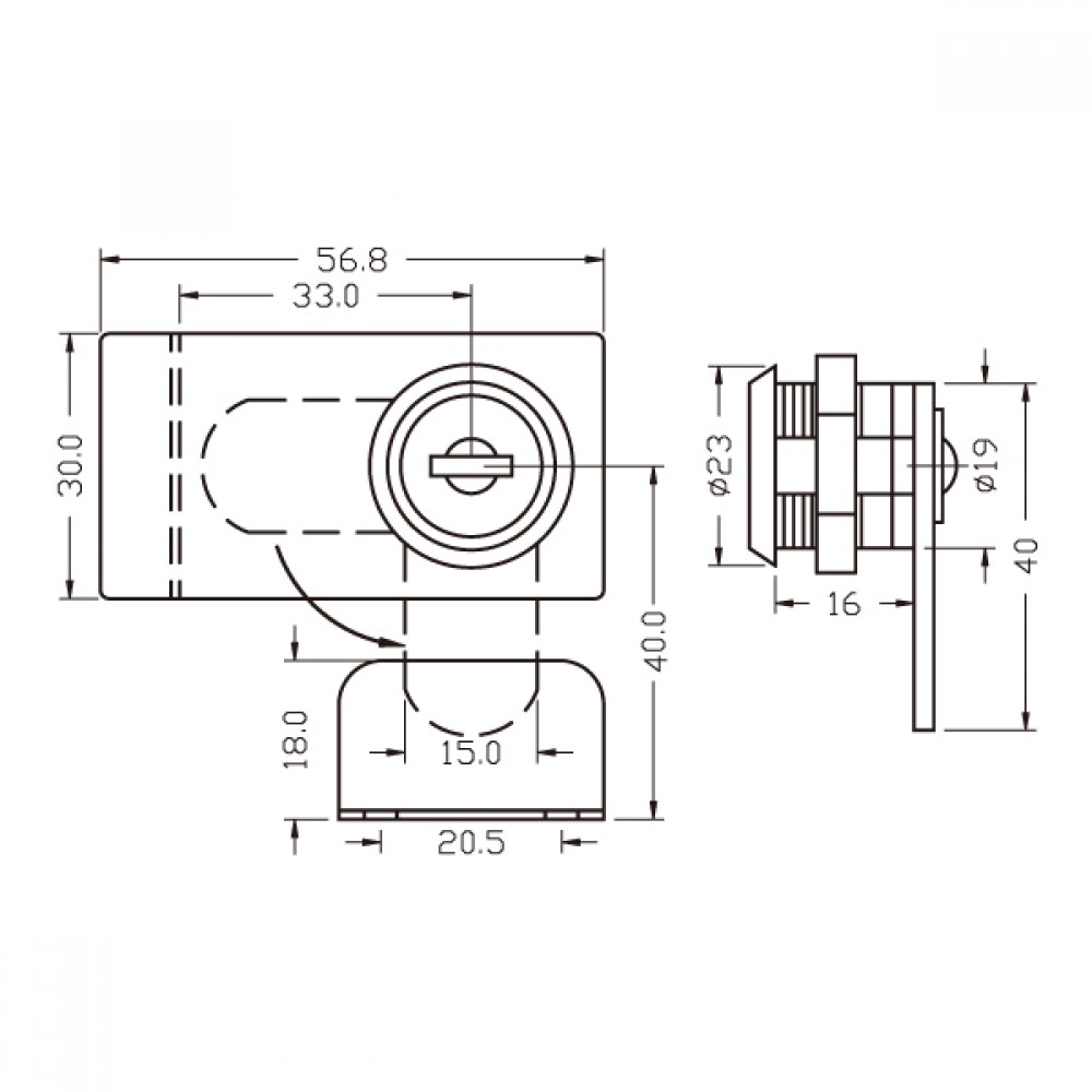 Extended Type Double Swing Door Lock Chrome