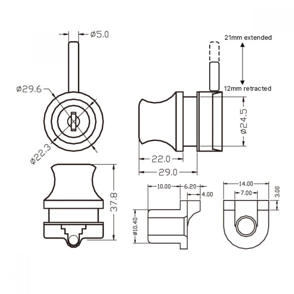 Cylinder Lock 4-6mm Glass - Chrome Plated