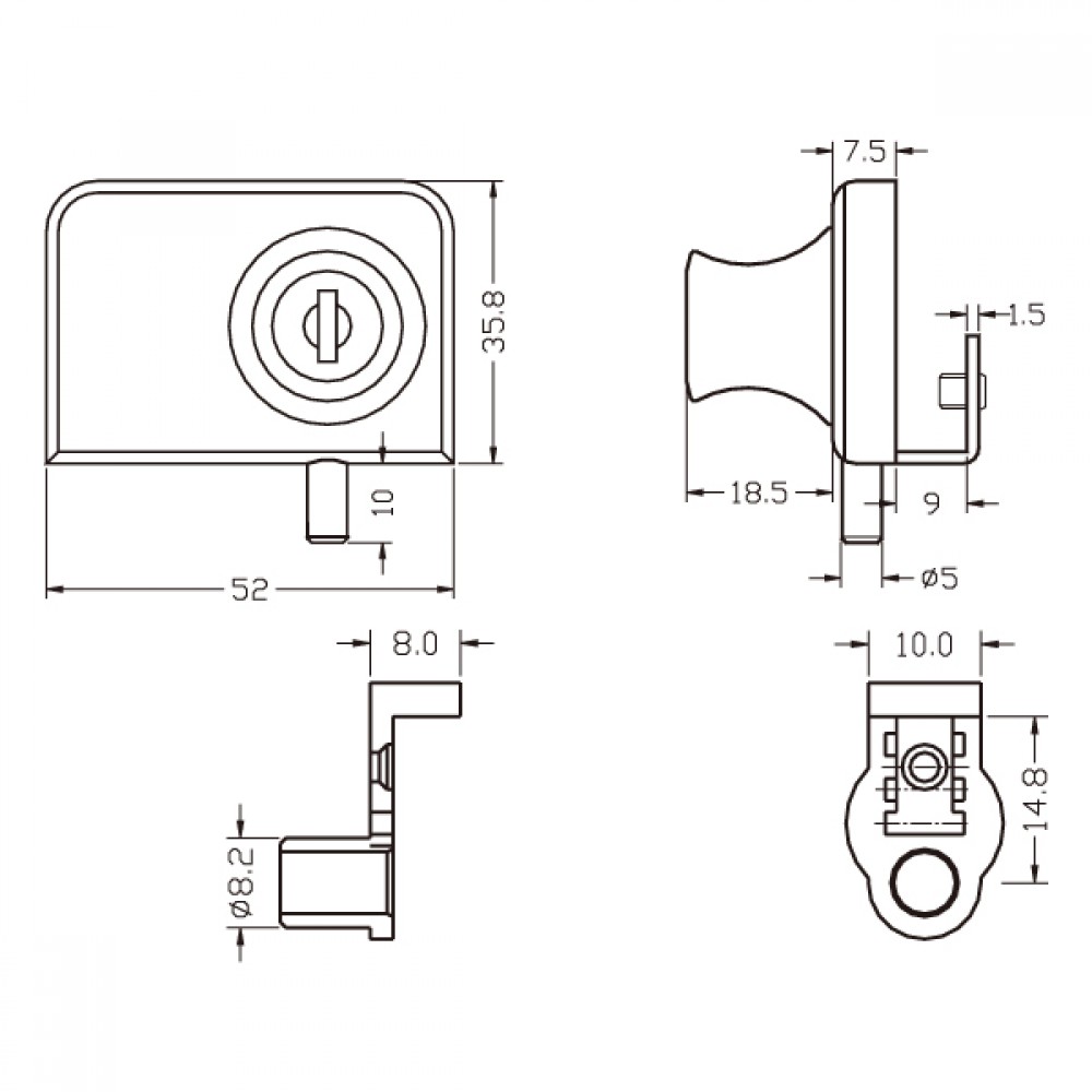 Non Drill Double Swing Lock Chrome Pin Type