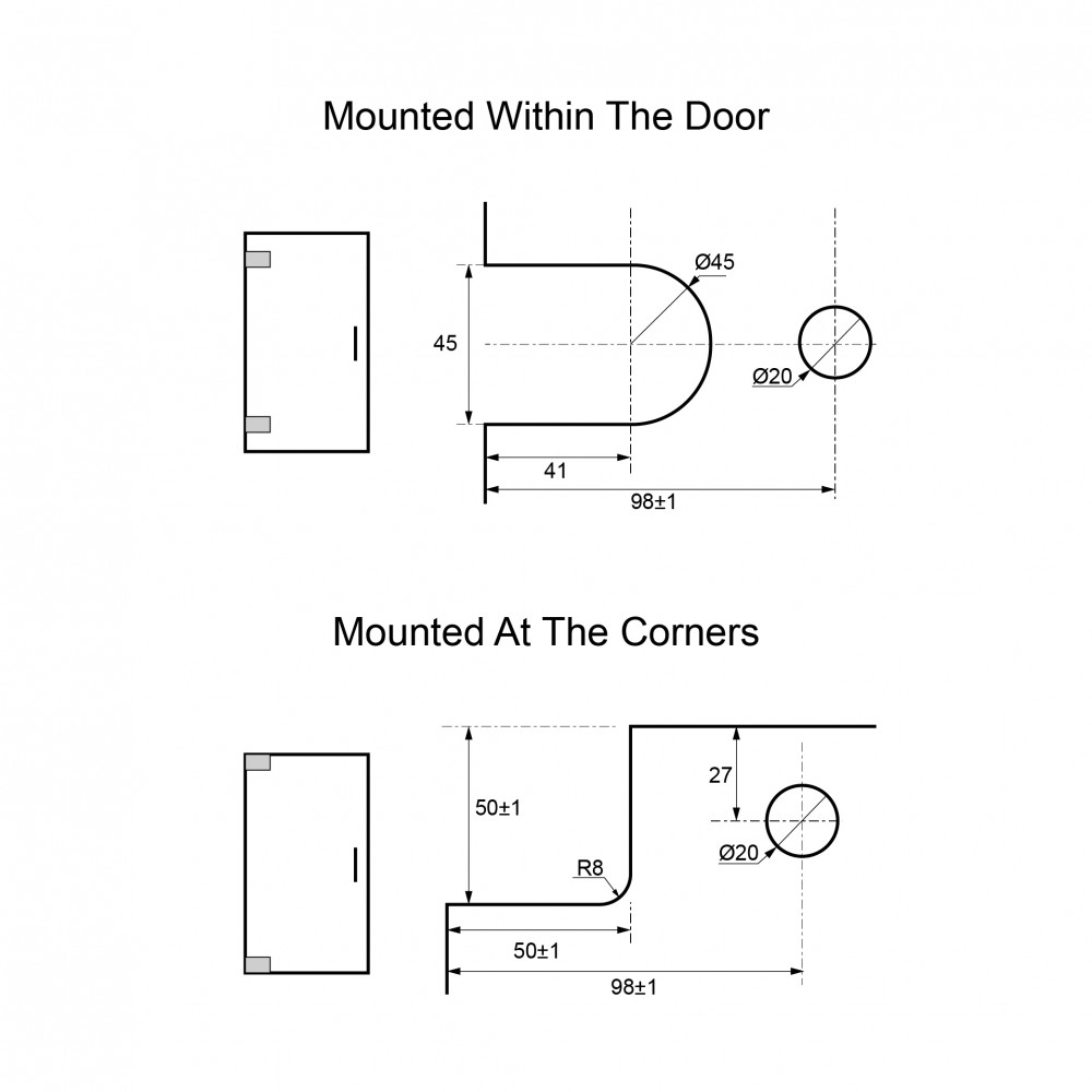 90 Degree - Glass to Glass Shower Hinge - Polished Chrome