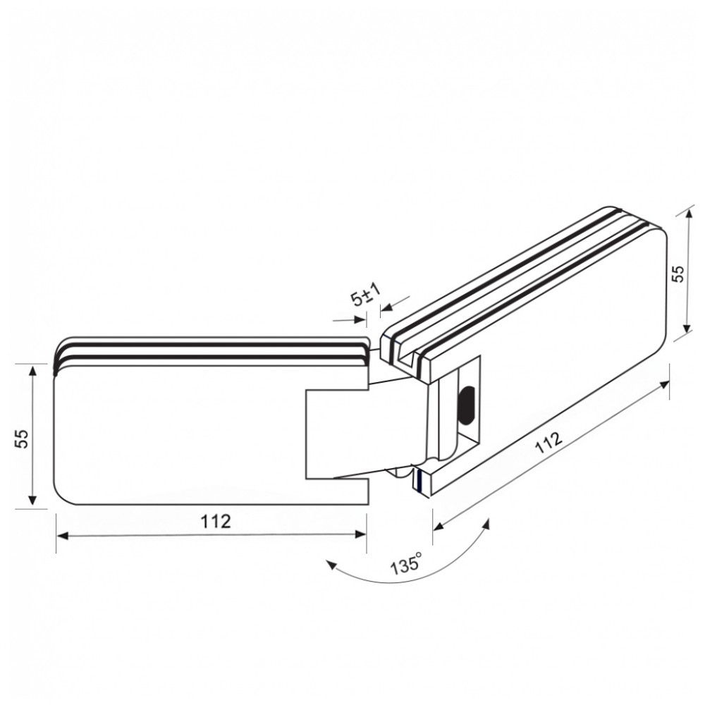 135 Degree - Glass to Glass Shower Hinge - Polished Chrome
