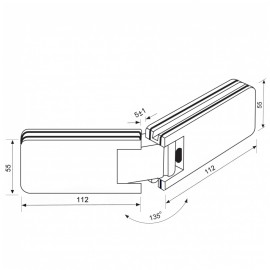 135 Degree - Glass to Glass Shower Hinge - Polished Chrome