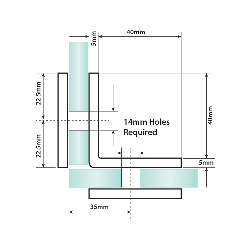 90 Degree Glass To Glass Fixing - Satin Chrome