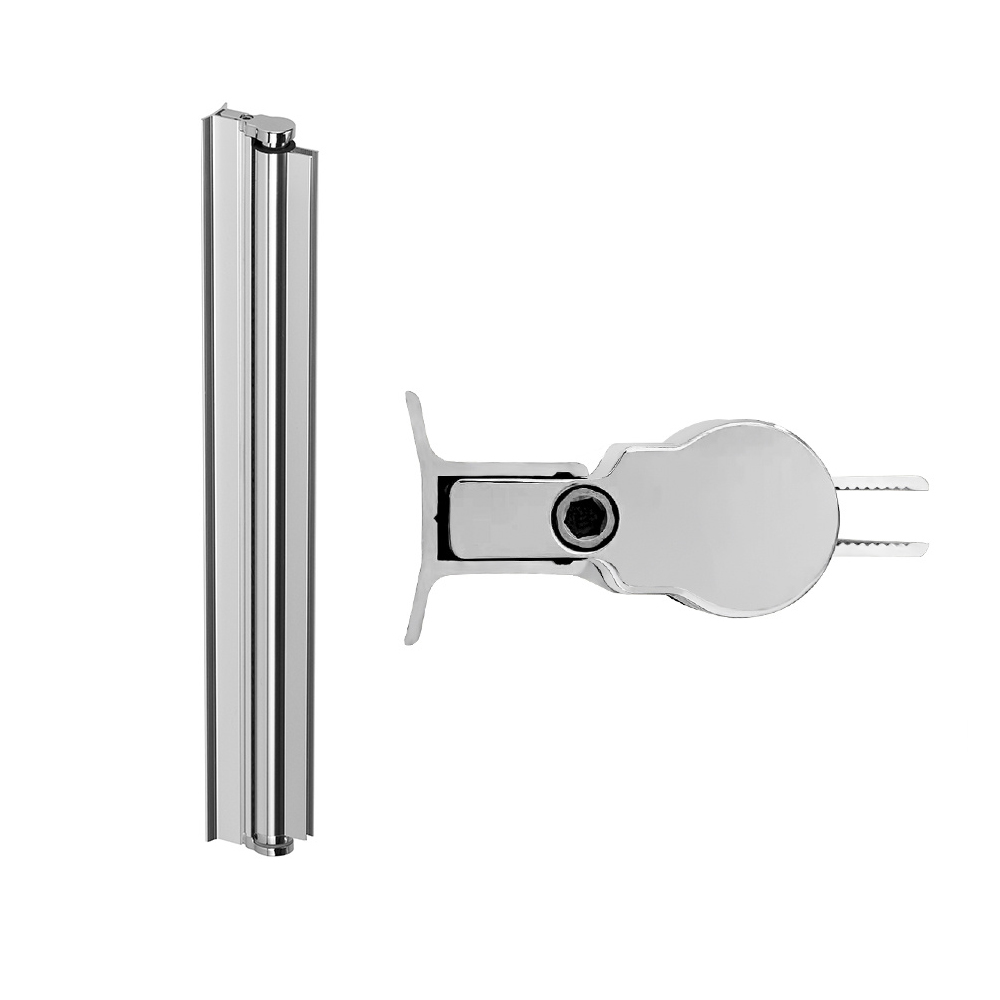 Full Length Lift & Lower Hinge - 6mm Glass - 2100mm - Chrome