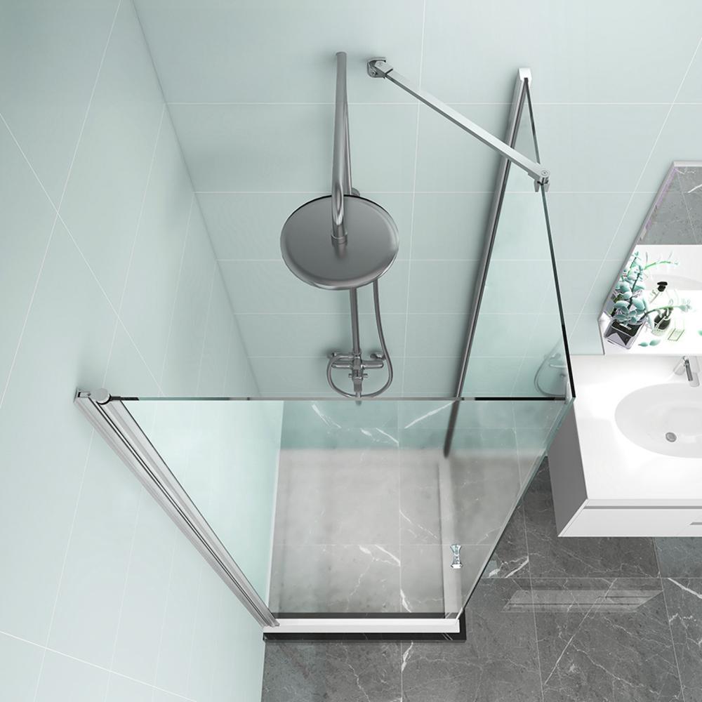 Full Length Lift & Lower Hinge - 6mm Glass - 2100mm - Chrome