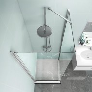 Full Length Lift & Lower Hinge - 6mm Glass - 2100mm - Chrome
