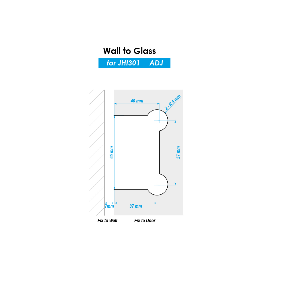 Adjustable Wall To Glass Shower Hinge - Satin Chrome