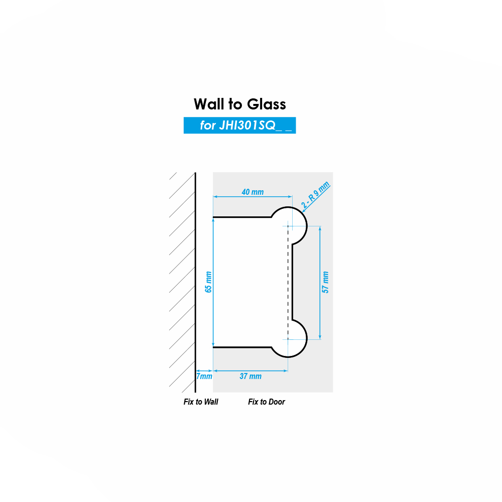 Shannon SQ Range - Wall To Glass Hinge -- Satin Chrome
