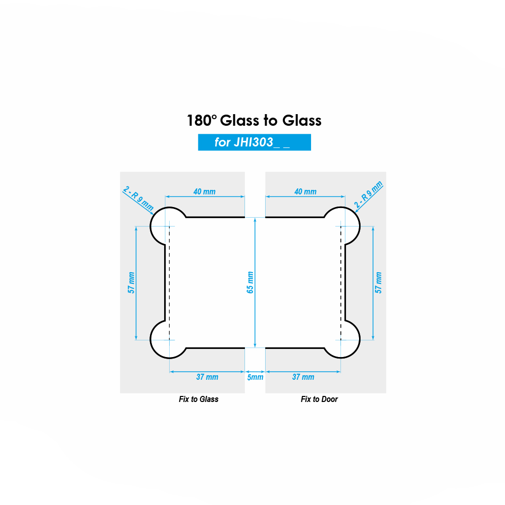 Shannon Range - 180 Degree Glass To Glass Shower Hinge - PC