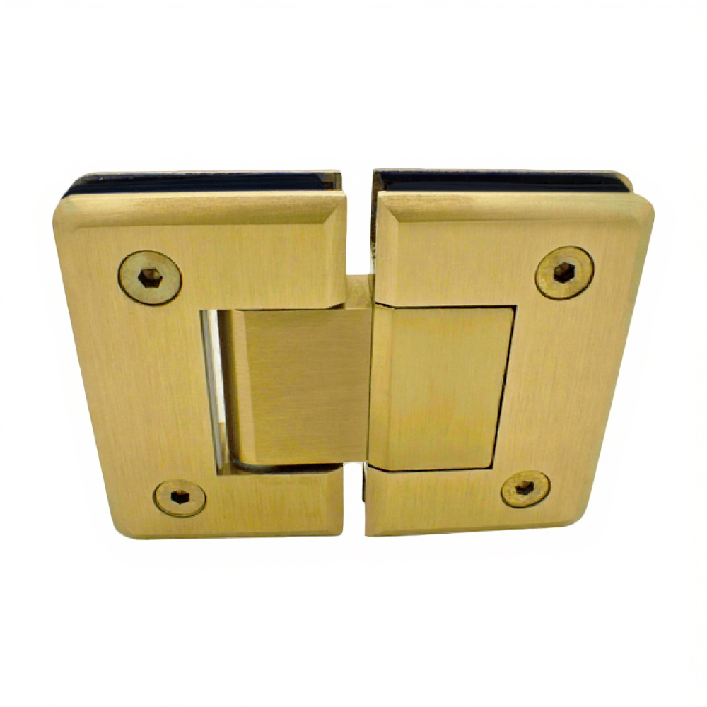 180 Degree Glass To Glass Shower Hinge - Brushed Satin Brass