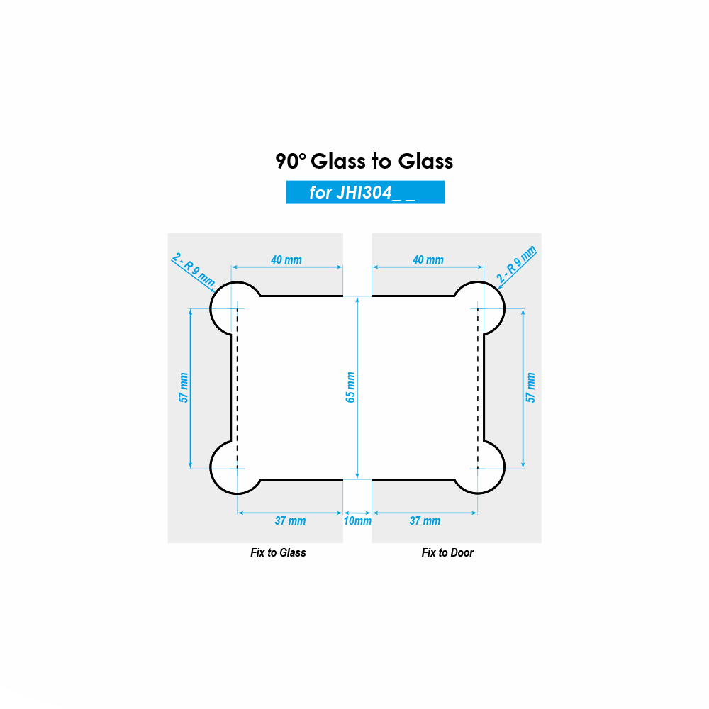Shannon Range - 90 Degree Glass To Glass Shower Hinge - PC