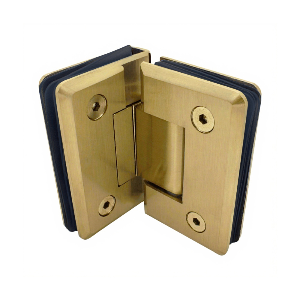 90 Degree Glass To Glass Shower Hinge - Brushed Satin Brass
