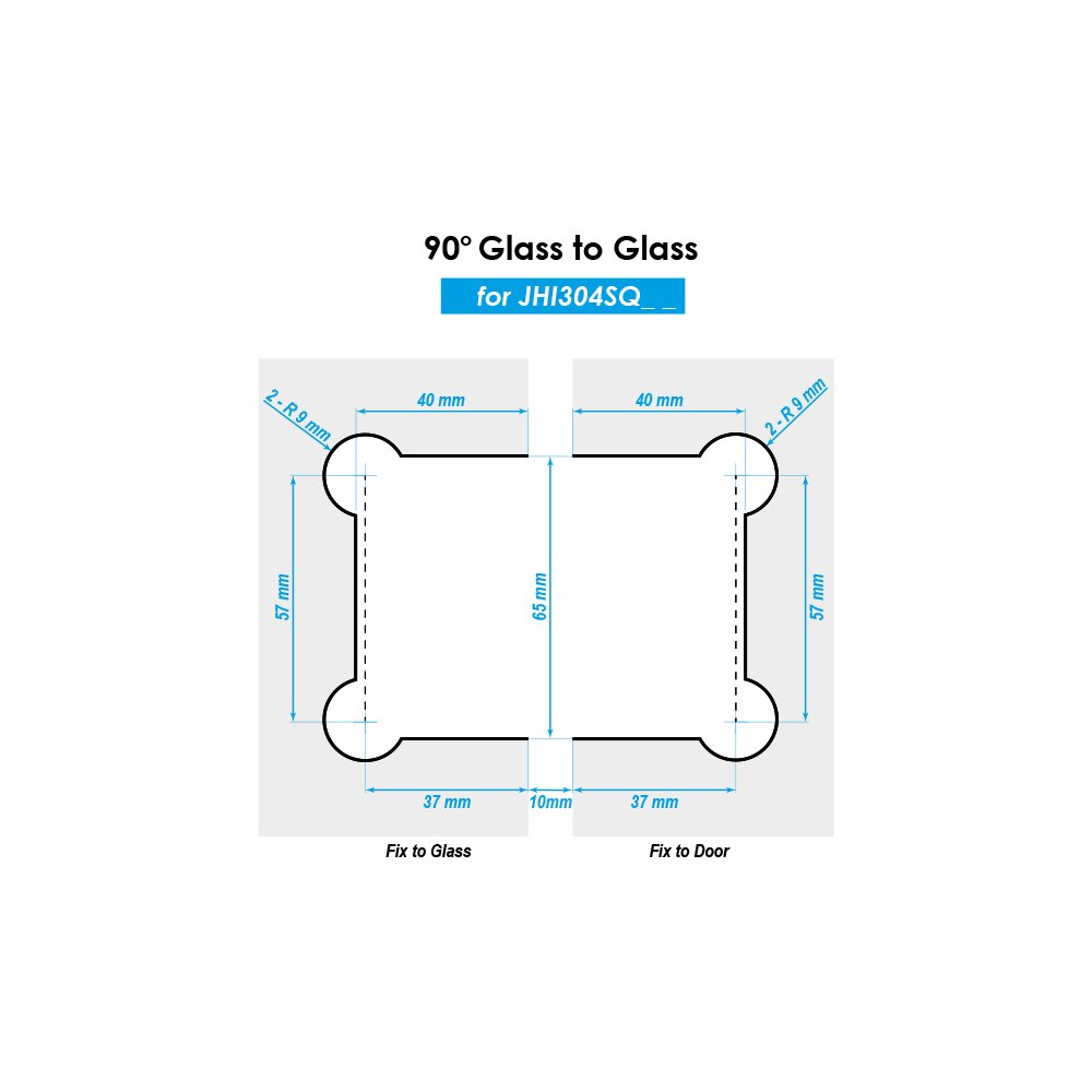 Shannon SQ Range - 90 Degree Glass To Glass Hinge - SC