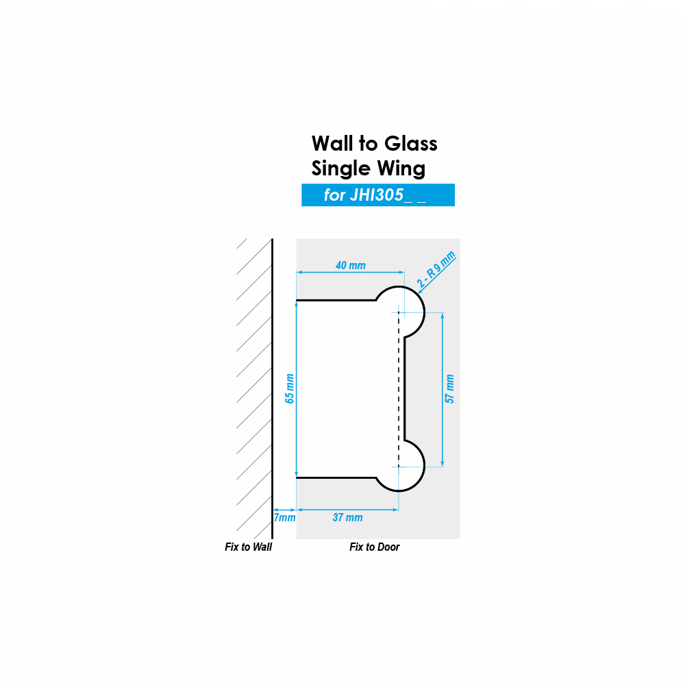 Single Wing Wall To Glass Shower Hinge - Polished Brass