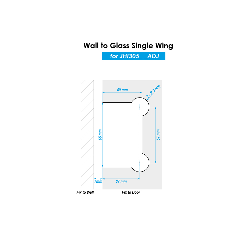 Adjustable Single Wing Wall  To Glass Shower Hinge - SC