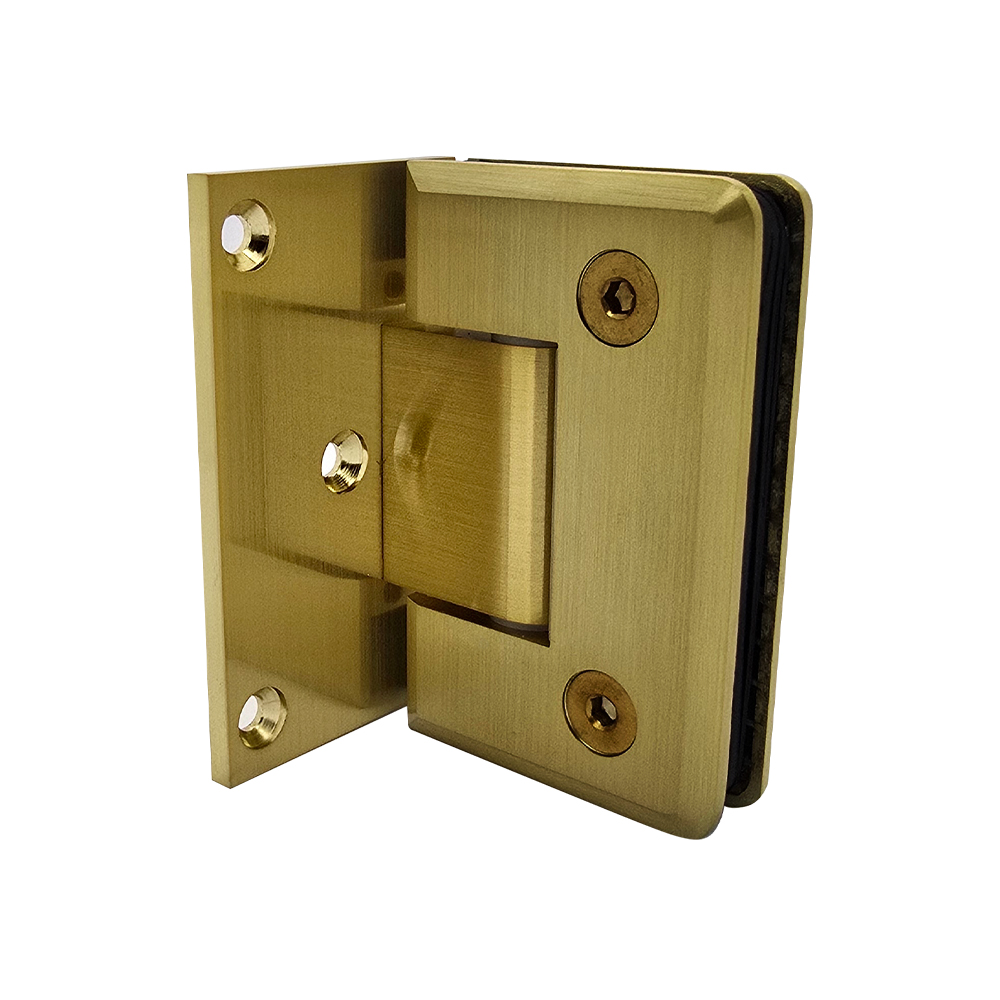 Single Wing Wall To Glass Shower Hinge - Brushed Satin Brass