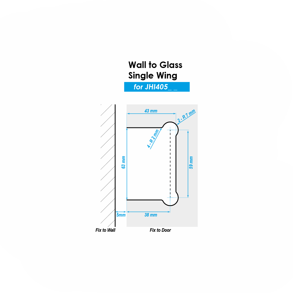 Amazon Range Offset Wall To Glass Shower Hinge - Matte Black