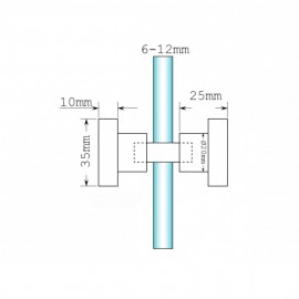 35mm x 25mm Square Shower Door Knob - Satin Chrome