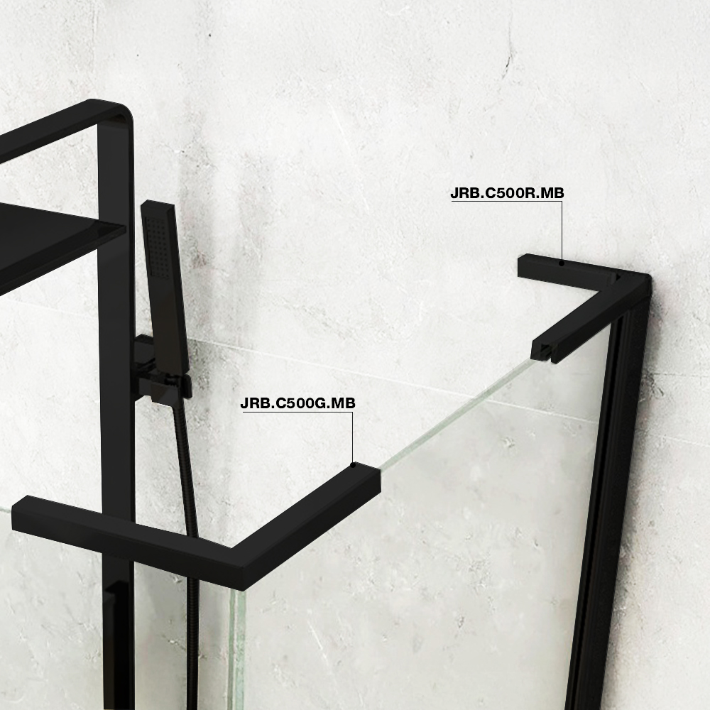 Shower Fixed Panel Support - 8-10mm Glass - Right - Black