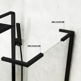 Shower Fixed Panel Support - 8-10mm Glass - Right - Black