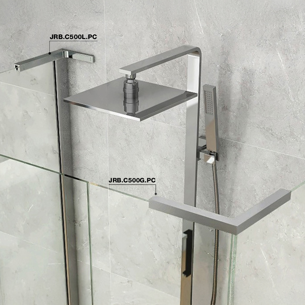 Shower Fixed Panel G2G Support - 8-10mm Glass - Chrome