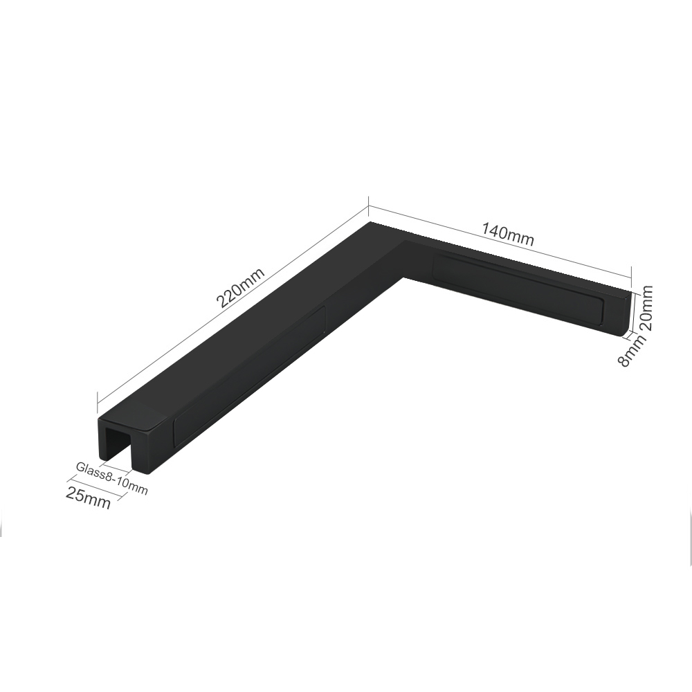Shower Fixed Panel Support - 8-10mm Glass - Left - Black