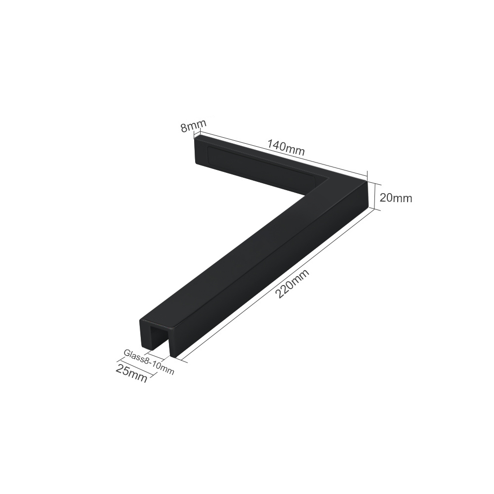 Shower Fixed Panel Support - 8-10mm Glass - Right - Black