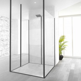 90 Degree Panel Floor To Ceiling Post 8mm Glass - Black