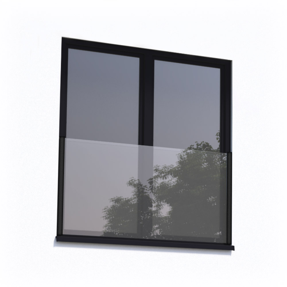 SkyForce Side Mount Balcony 1100mm High 15mm Glass - Black