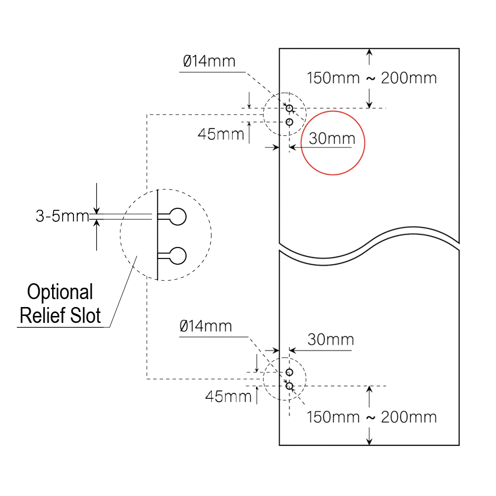 Wall To Glass Hinge - 8-10mm Glass - Stainless Steel Effect