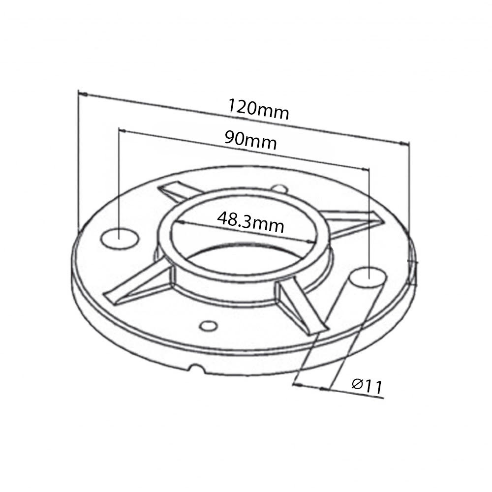 120mm Floor Flange for Tube 48.3mm
