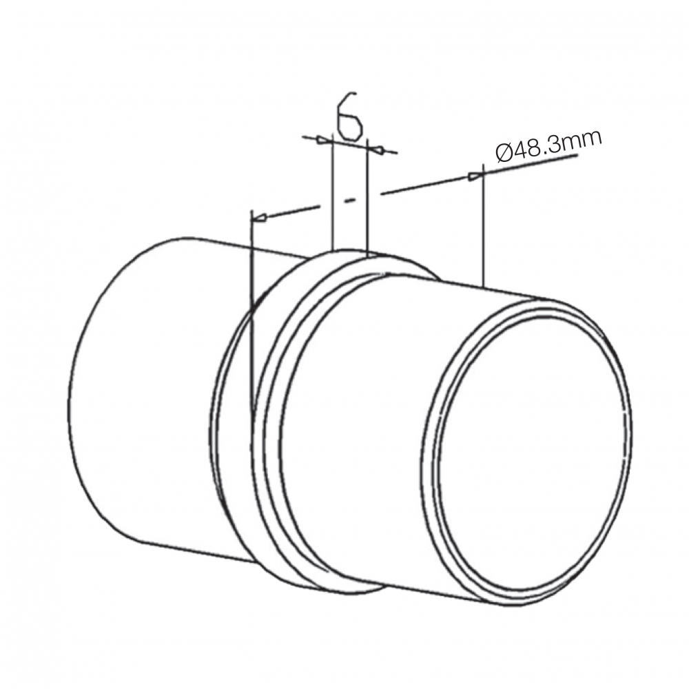 Handrail Straight Connector for Tube - 48.3mm - 2.0mm - 316S