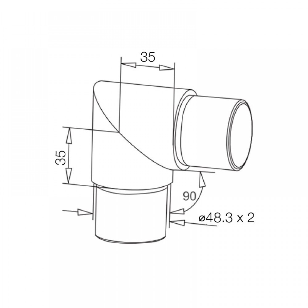 Handrail 90° Connector for Tube - 48.3mm - 2.0mm - 316SS