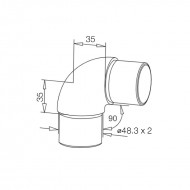 Handrail 90° Round Connector for Tube - 48.3mm - 2.0mm 316SS