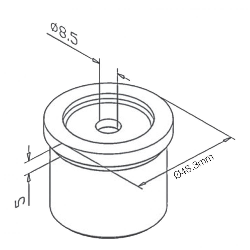 Flat Handrail Adapter For Tube 48.3mm - 2.0mm - 316SS