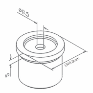 Flat Handrail Adapter For Tube 48.3mm - 2.0mm - 316SS
