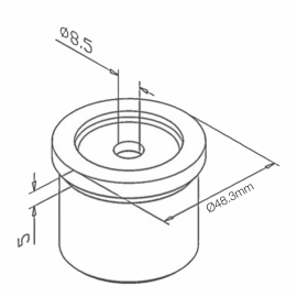 Flat Handrail Adapter For Tube 48.3mm - 2.0mm - 316SS