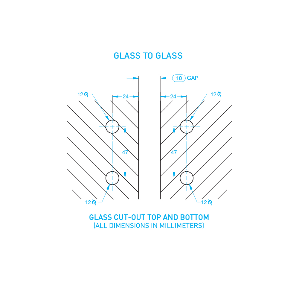 Glass to Glass Gate Hinge 8-12mm Glass - Black