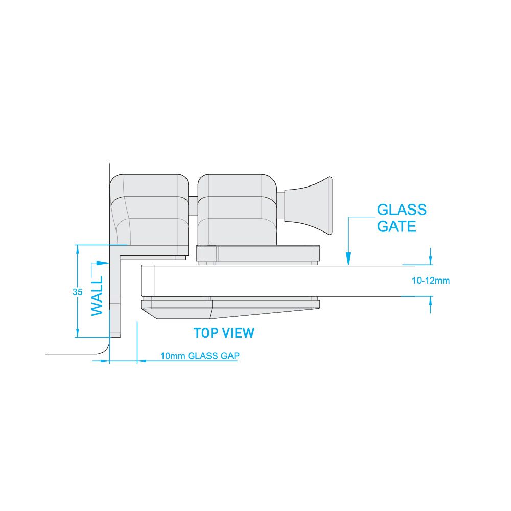 Glass To Wall Latch Bracket - Black